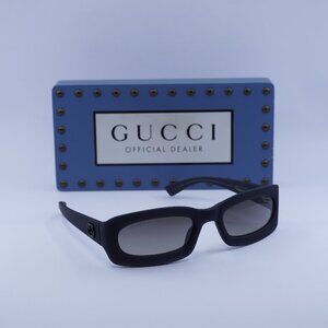 Gucci GG1786S 001 Rectangle Sunglasses - Dark Grey Opal/Grey